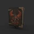 Vintage Book with Phoenix Design on Dark Cover and Metal Borders