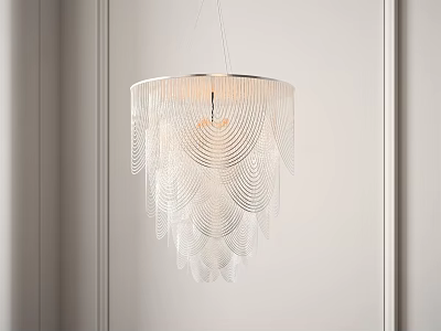 Elegant Modern Chandelier With Layered White Fringe Design For Interior Decoration 3d model