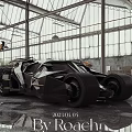 Black Futuristic Car With Sleek Design In Large Glass Industrial Workshop Space