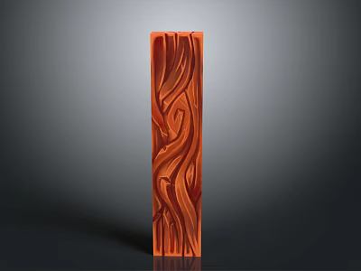 Red Wooden Texture Plant Inspired Decorative Strip For Home Art 3d model