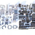 Hard surface mechanical parts combination of mechanical parts 3d model