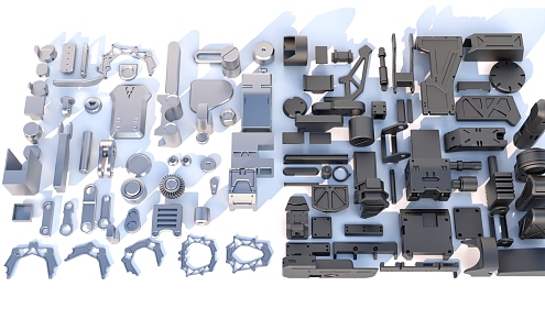 Hard surface mechanical parts combination of mechanical parts 3d model