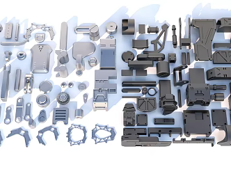 Hard surface mechanical parts combination of mechanical parts 3d model