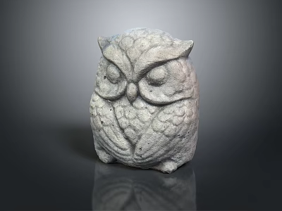 Detailed Stone Owl Sculpture Featuring Textured Feathers And Expressive Eyes 3d model