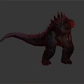 Godzilla Giant Monster 3D Model With Blue Spines In Standing Pose And Detailed Texture