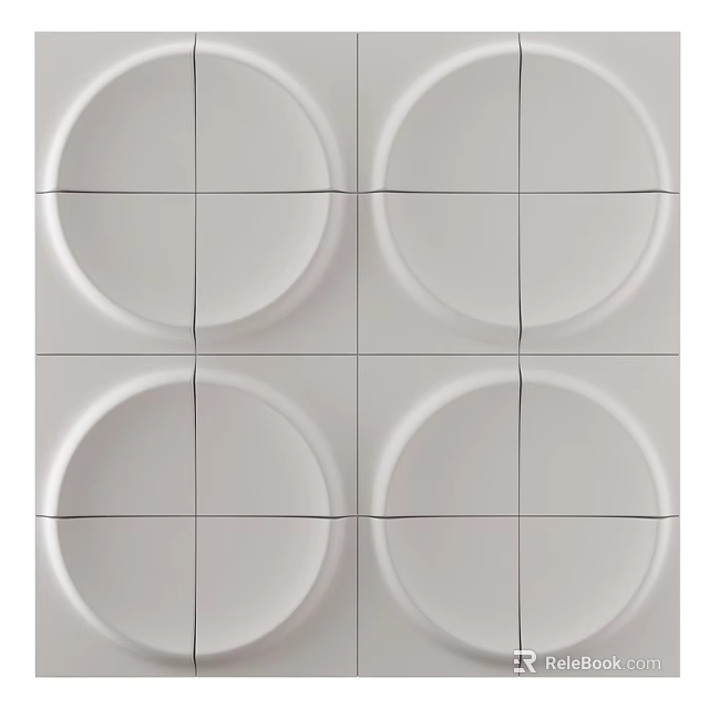 3D Textured White Wall Tile Design With Circular Patterns And Cross Dividers 3d model 