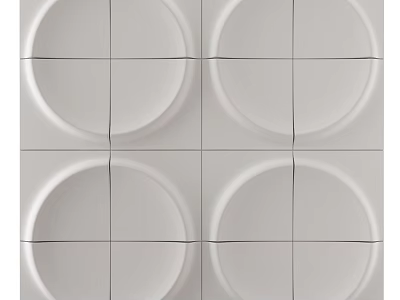 3D Textured White Wall Tile Design With Circular Patterns And Cross Dividers 3d model