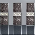 Modern Hinged Doors with Brown White Block Pattern and Geometric Center Panel for Interior Design 3d model