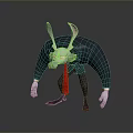 Cartoon Game Movie Character With Long Ears Gray Coat Red Tie And Hunched Posture