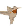 Hummingbird Metal Decorative Ornament With Blue Wings White Body And Orange Chest