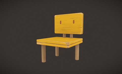 Modern children's chair triangle stool 3d model