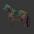 Ornate Traditional Saddle Equipment With Golden Patterns And Purple Decorations On Pink Horse