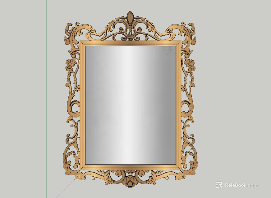 Ornate Gold Framed Mirror With Intricate Carvings And Vintage Design 3d model 