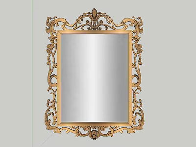 Ornate Gold Framed Mirror With Intricate Carvings And Vintage Design 3d model