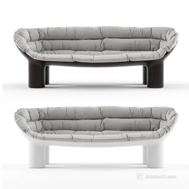 Modern Two Seater Sofa Design With Gray Upholstery And Contrasting Color Legs 3d model 