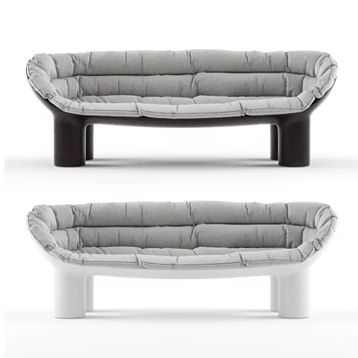 Modern Two Seater Sofa Design With Gray Upholstery And Contrasting Color Legs 3d model