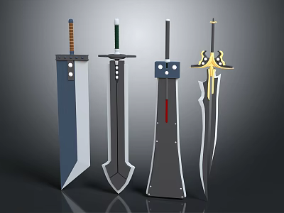 Different Types Of Swords Showcasing Unique Handle And Blade Designs 3d model