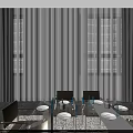 Modern Dining Table Set With Glass Top Metal Frame Gray Chairs And Area Rug