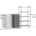 White Multi layer Grid Design Storage Display Shelves With Drawers And Metal Frames 3d model
