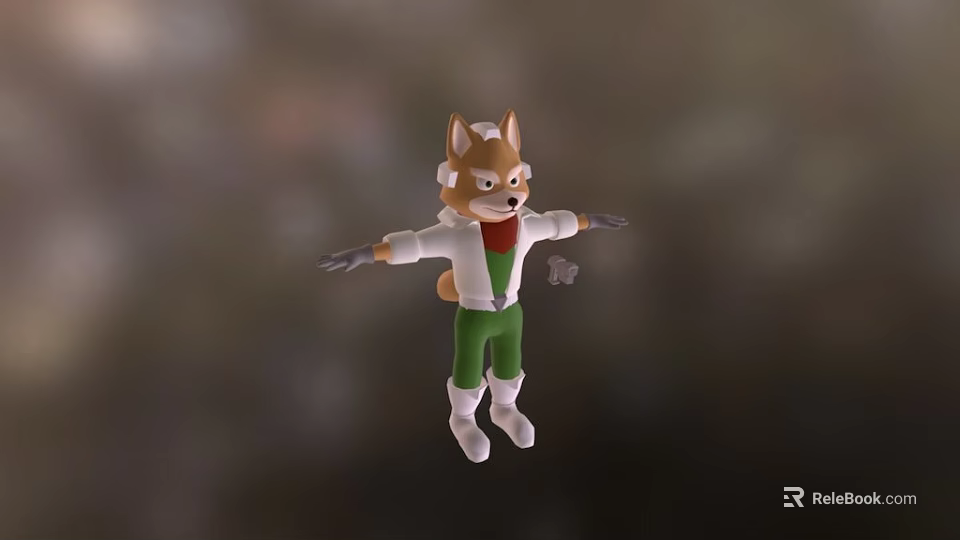 Cartoon Game Character With White Coat Green Pants And Outstretched Arms 3d model 