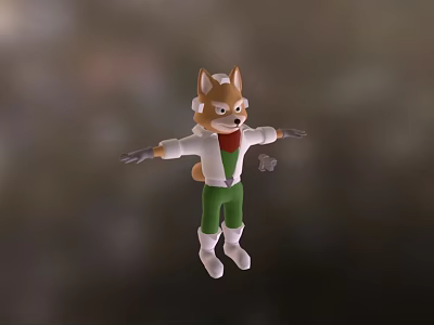 Cartoon Game Character With White Coat Green Pants And Outstretched Arms 3d model