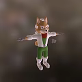 Cartoon Game Character With White Coat Green Pants And Outstretched Arms