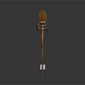 Decorative Wooden Broom with Hanging Metal Lantern and Brush Head