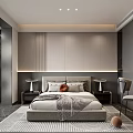 Modern Bedroom Interior With Stacked Washer Dryer Cabinet And Large Window
