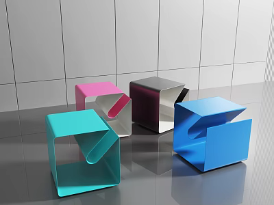 Modern Colorful Cube Coffee Tables with Sleek Surface and Contemporary Look 3d model