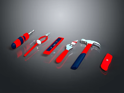Bright Parrot With Red And Blue Plumage On Gray Background 3d model