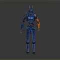 3D Blue Police Robot Character Design With Futuristic Mechanical Armor And Details