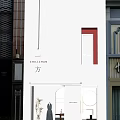 CHILLCHAN Modern Storefront Design With White Facade Red Accent And Square Element