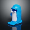 Blue Dolphin Shaped Plastic Holder Device With White Insert For Desktop Use 3d model