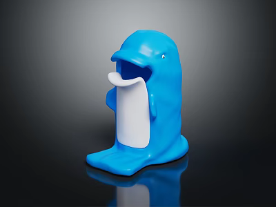 Blue Dolphin Shaped Plastic Holder Device With White Insert For Desktop Use 3d model