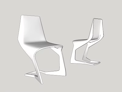 Modern White Single Chair With Unique Geometric Design And Stylish Structure 3d model
