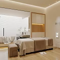 SPA Sauna Treatment Room Featuring Massage Bed Bathtub Wooden Cabinets Equipment And Soft Lighting