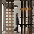 Wood partition combination porch partition screen 3d model