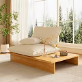 Japanese Style Log Style Living Room Sofa Coffee Table Combination Ornaments 3d model
