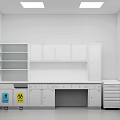 Dental Clinic Interior With Blue Cabinets White Walls And Storage Shelves