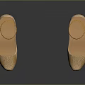 Beige Flat Shoes With Kitten Shaped Decorations And Golden Ankle Rings Shiny Details