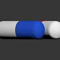 Two Colorful Capsule Shaped Candy Snacks in Red White and Blue on Black Background