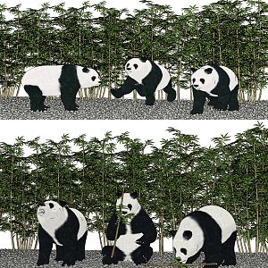 Modern Panda Bamboo Forest 3d model