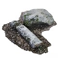 gardening sketch rock log tree moss 3d model