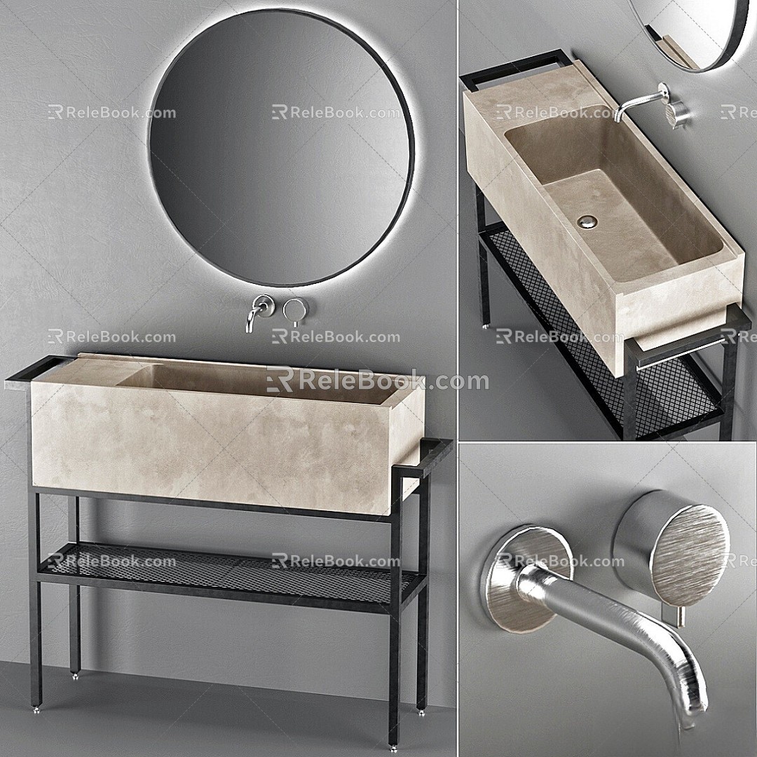 Washbasin Sink Furniture Washbasin Mirror 3d model