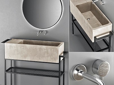 Washbasin Sink Furniture Washbasin Mirror 3d model