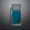 Vintage Blue Gas Pump With Round Dial Fuel Nozzle And Hose