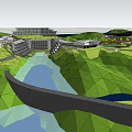 Hotel Building Architecture In Scenic Mountain River Green Landscape Design