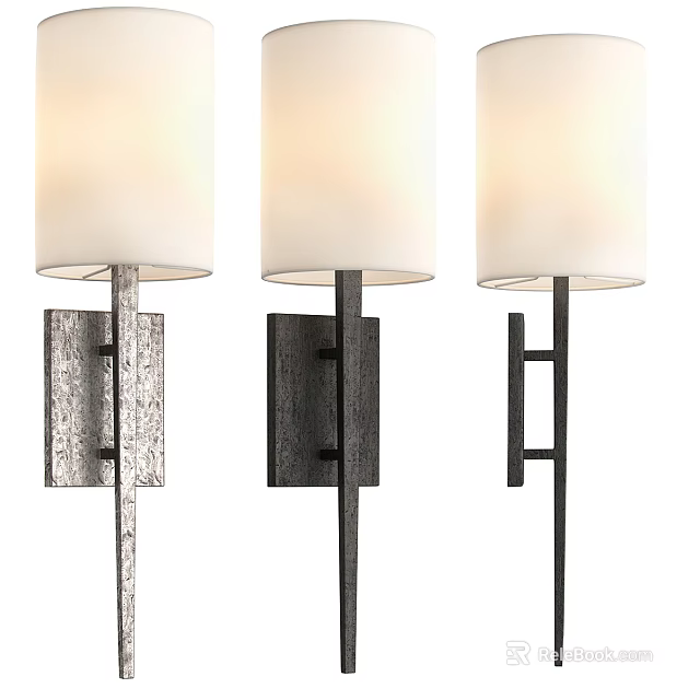 Modern Wall Sconces with Cylindrical Lampshades and Metal Frames for Interior Lighting 3d model
