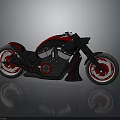 Sleek Black And Red Modern Motorcycle With Red Rims And Streamlined Body