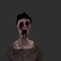 Game And Movie Zombie Character With Messy Black Hair Red Eyes Blood Stains Horror Appearance